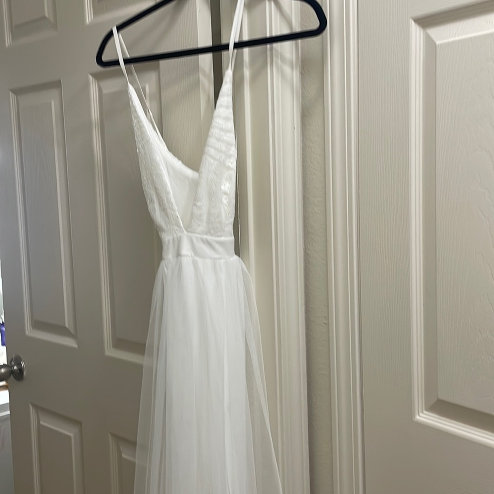 White fashion nova long dress